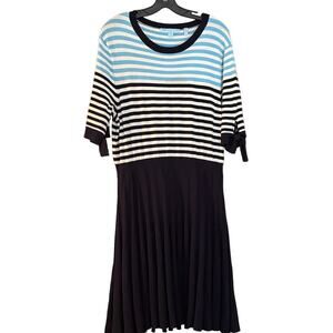 Draper James Sailer stripe Knit Pleated Dress Blue Shortsleeve A-line